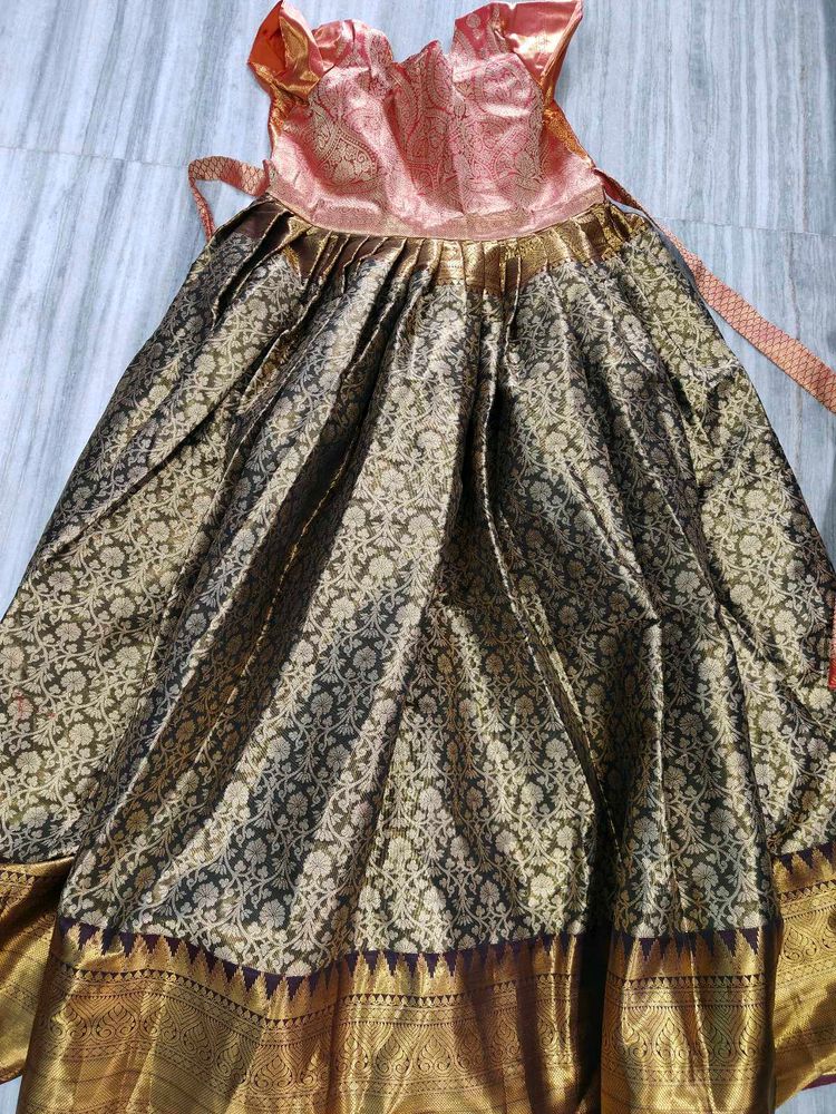 Elegant Silk Long Frock   Fits Upto Xxl Size