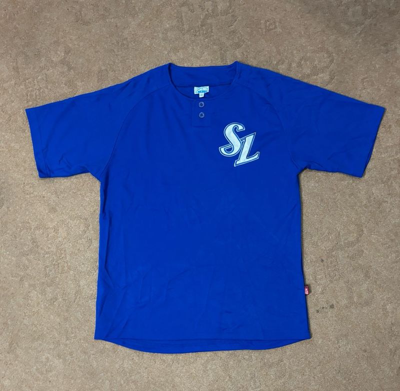 Blue Button-Up Baseball T-Shirt
