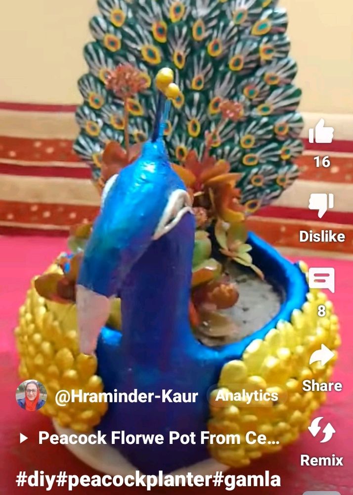 Hand Made Peacock Planter Pot