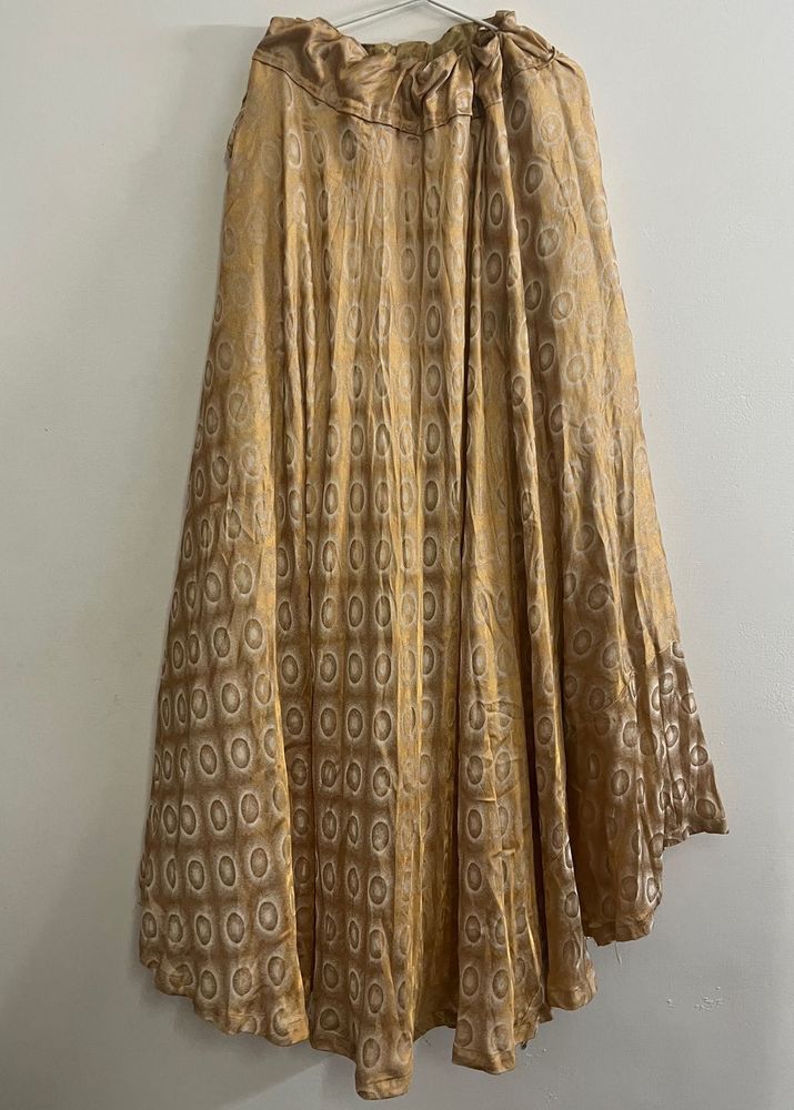 Gold  Skirt And Black Embellished Velvet Top