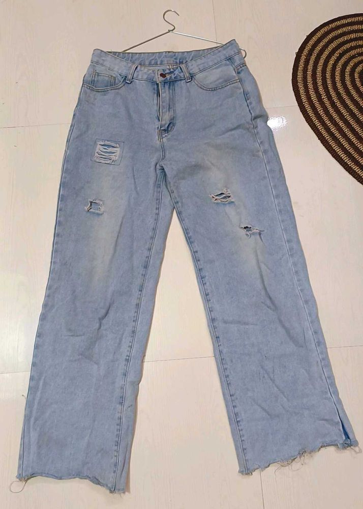 Ripped Wide Leg Jeans