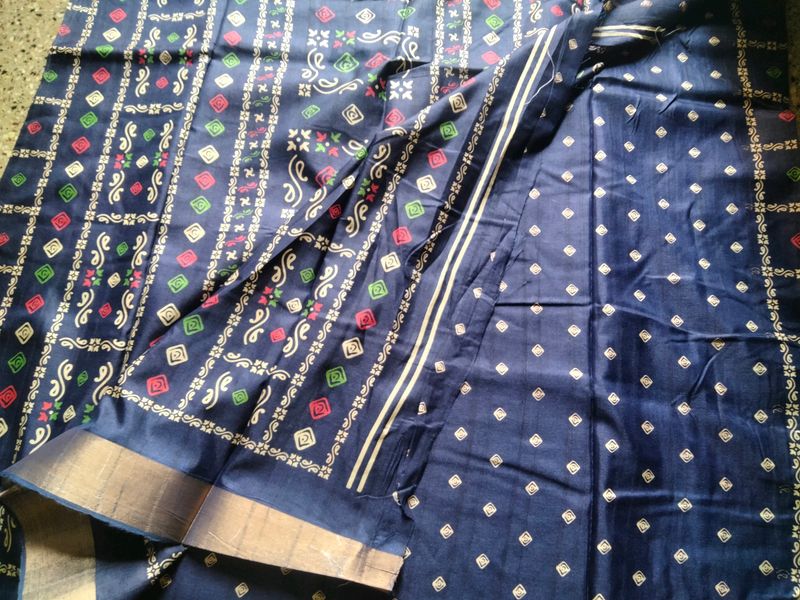 New Blue Saree With Blouse