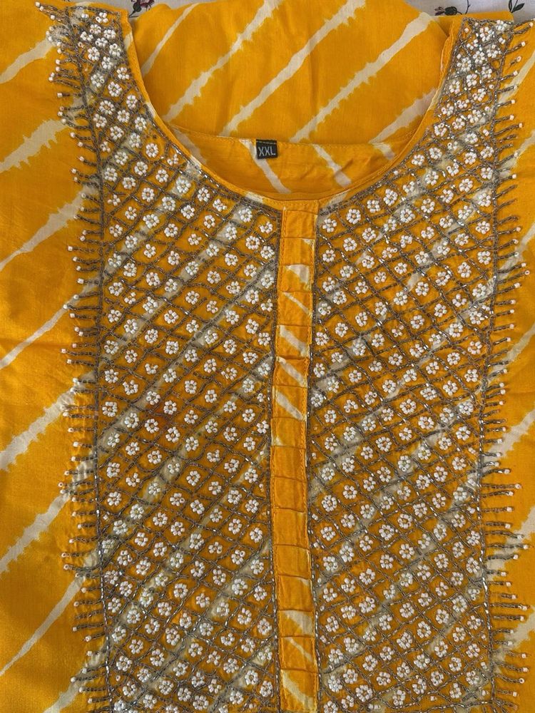 Yellow Embroidered Kurta