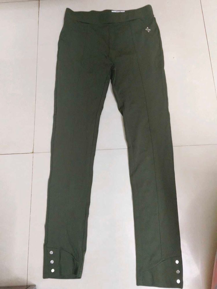 Olive Green Stretch Pants