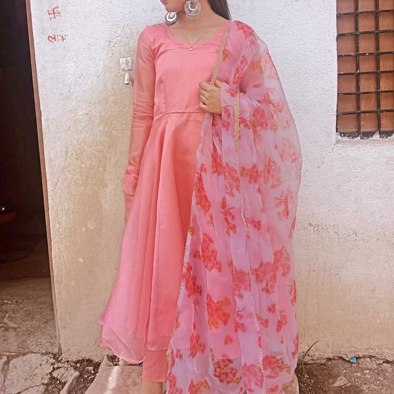 Peach Kurta Set &amp; Dupatta