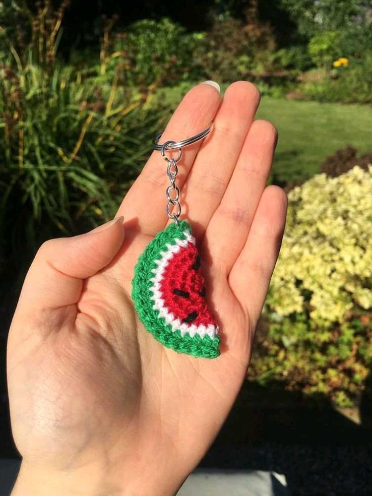 Watermelon Crochet Keychain