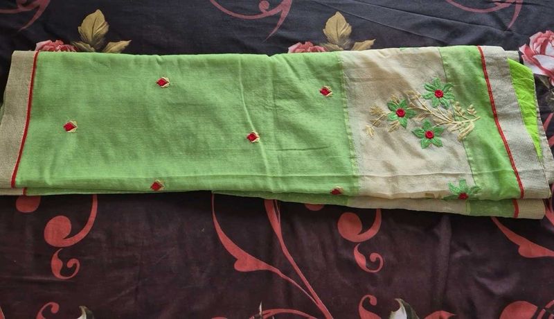Green Embroidered Saree