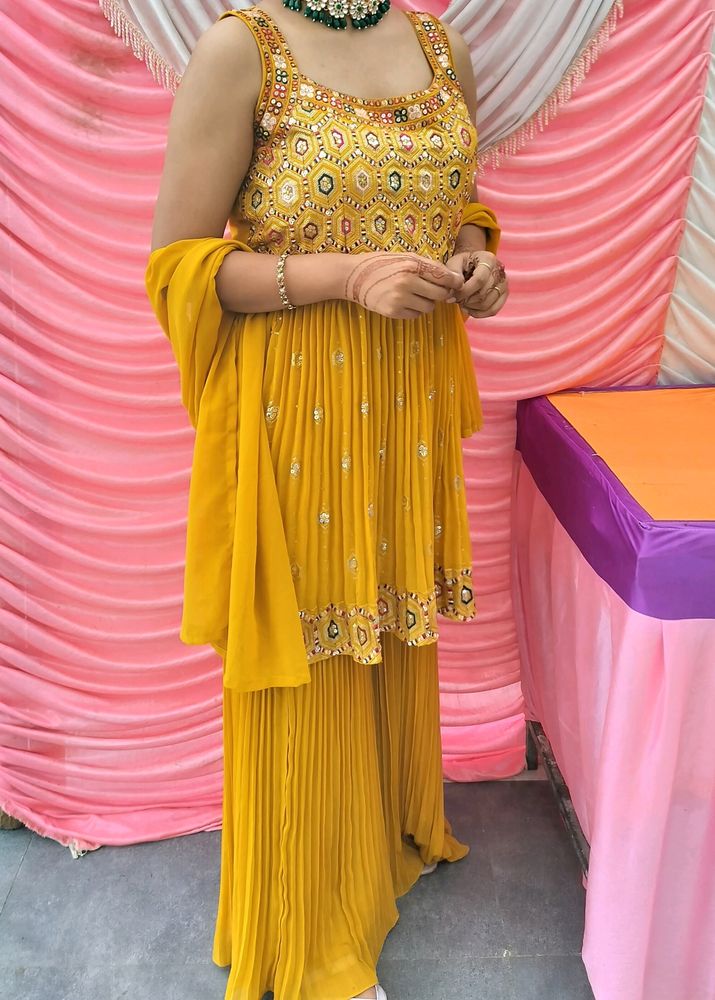 Price Drop On Mustard Yellow Sharara For Hald