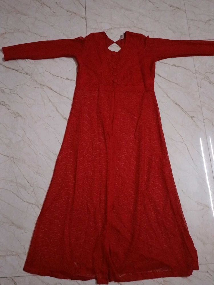 Red Lace Maxi Dress