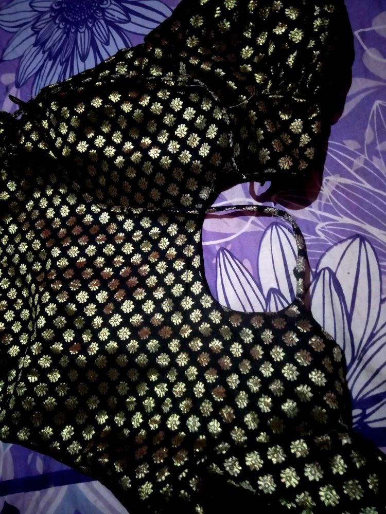 A Black Coloured Silk Blouse For Teens 15+