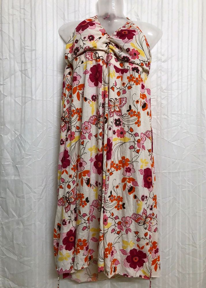 White Printed Midi Dress