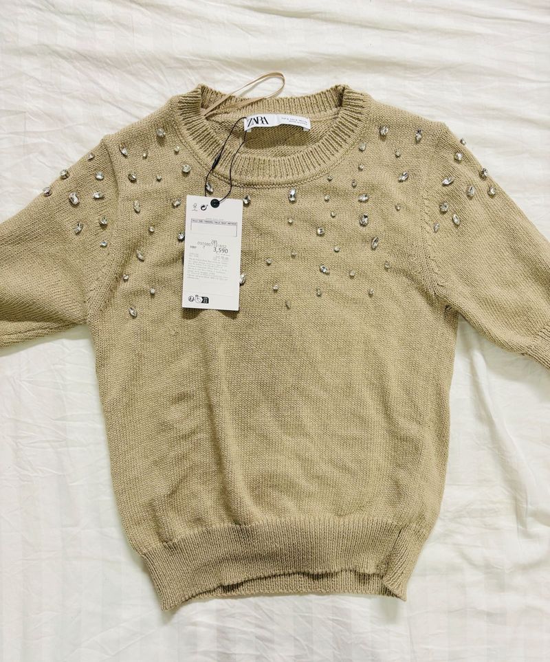 Brand new Zara Embellished Knit sweater