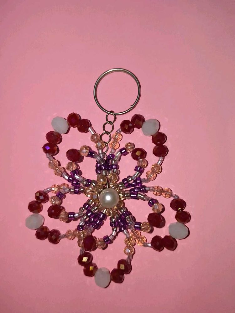 Beaded Flower Keychain