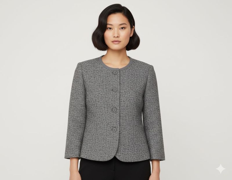 Elegant Grey Tweed Jacket