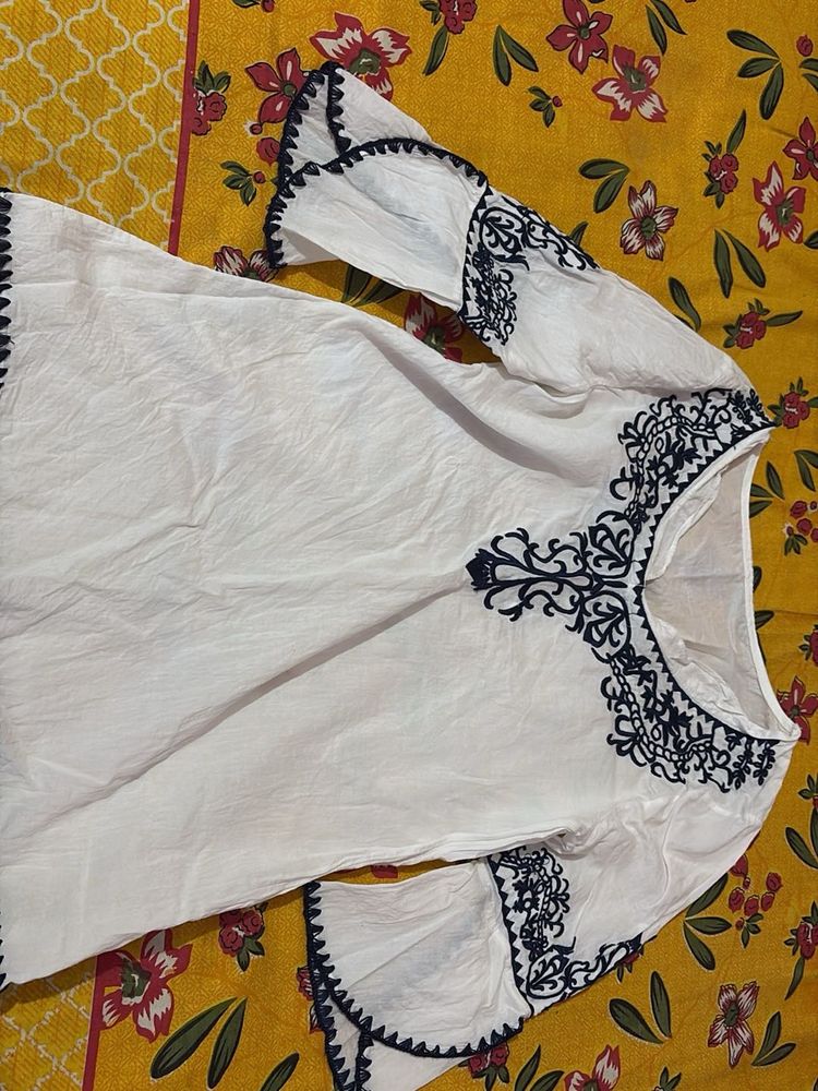 White Embroidered Top