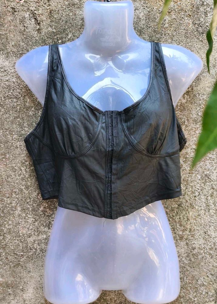 I. CHARCOAL LEATHER CORSET