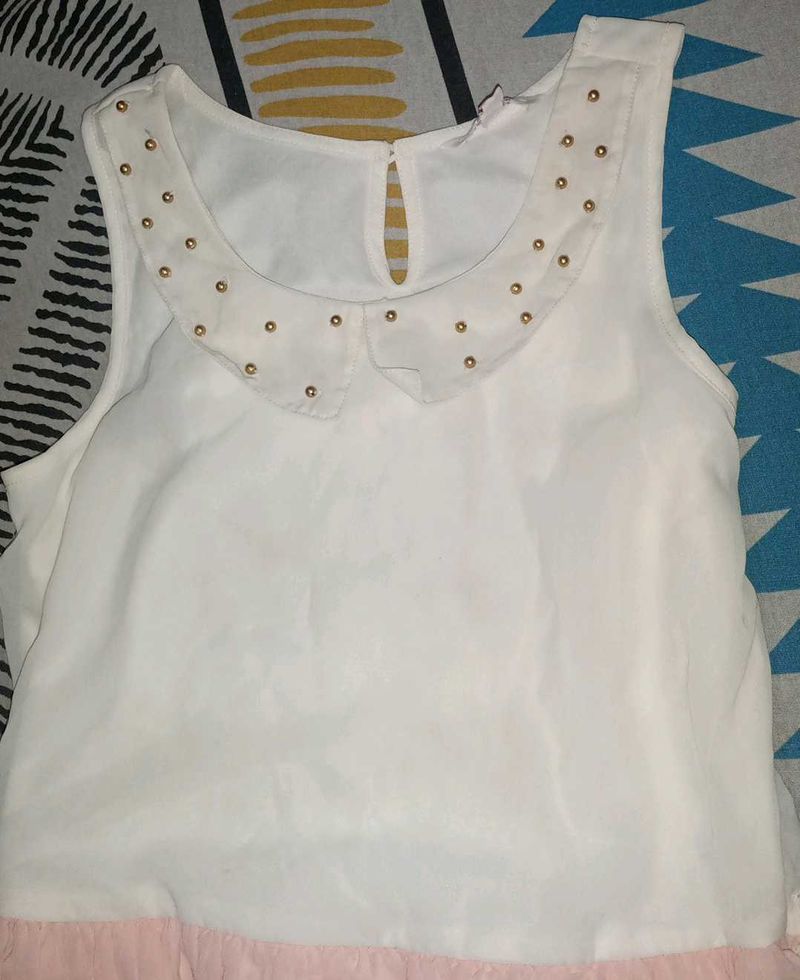 White &amp; Pink Sleeveless Dress