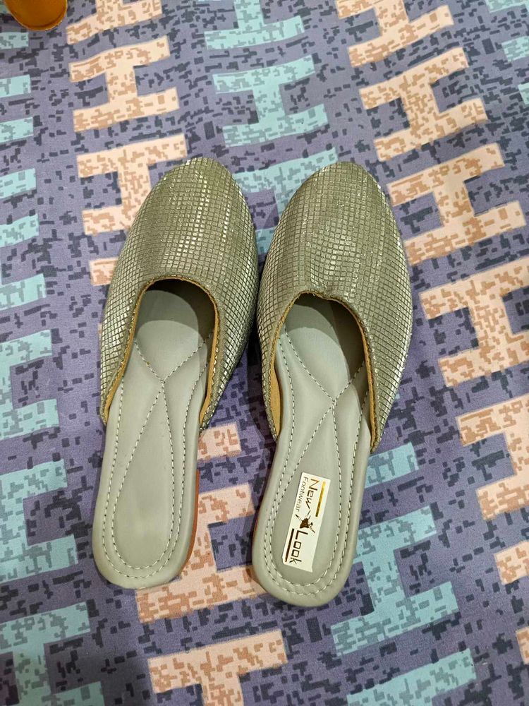 Silver Flats &amp; Sandals never used