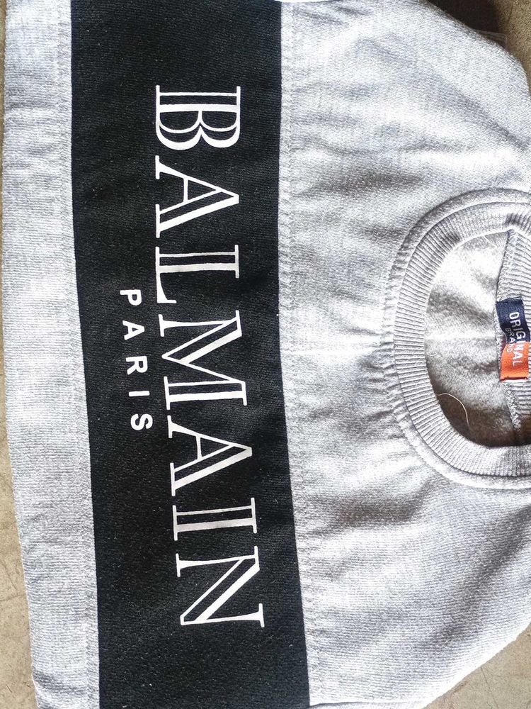 Balmain Paris Grey Sweatshirt
