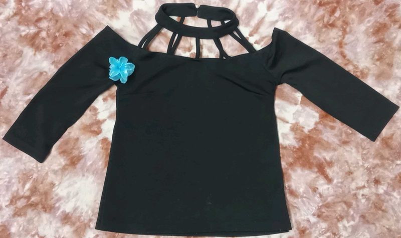 Chic Black Cold Shoulder Top