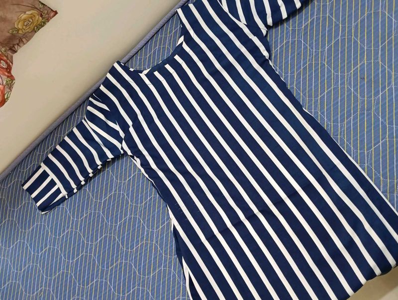 Striped Navy &amp; White Kurti