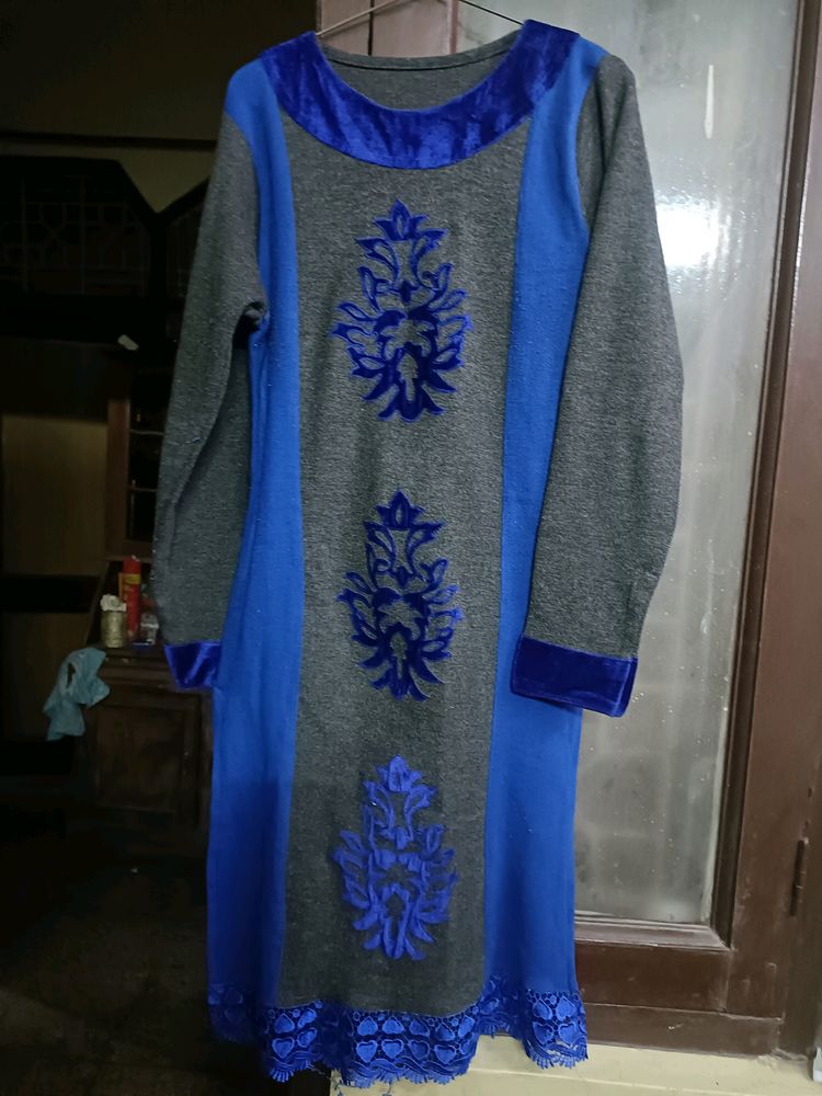 Grey Woolen Kurti For Women In L Size