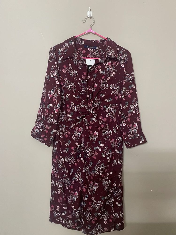 Floral Print Twist-Front Dress