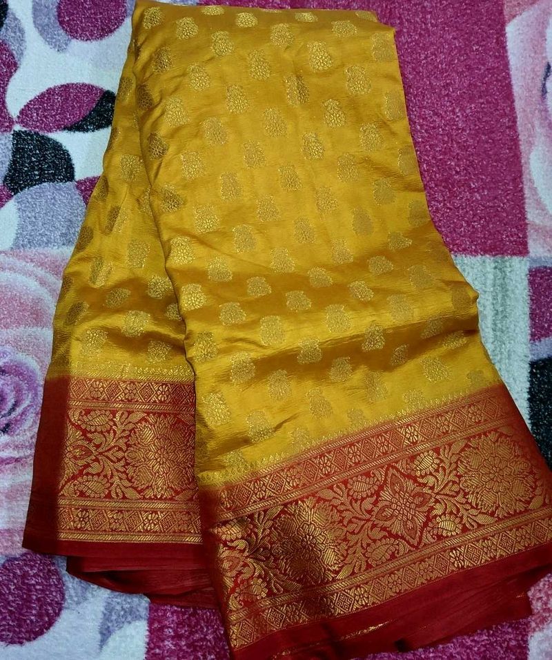 new Yellow Banarasi Style Saree ( free delivery)