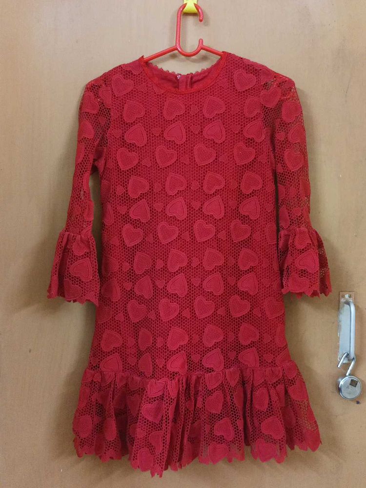 Red Heart Lace Dress