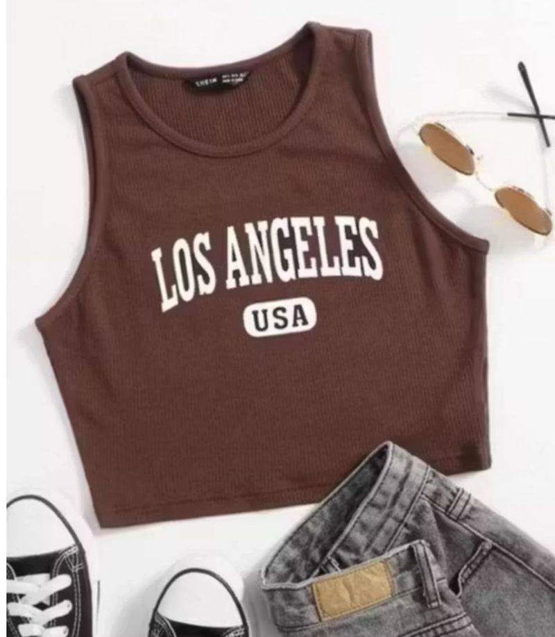 Brown LA Graphic Tank Top
