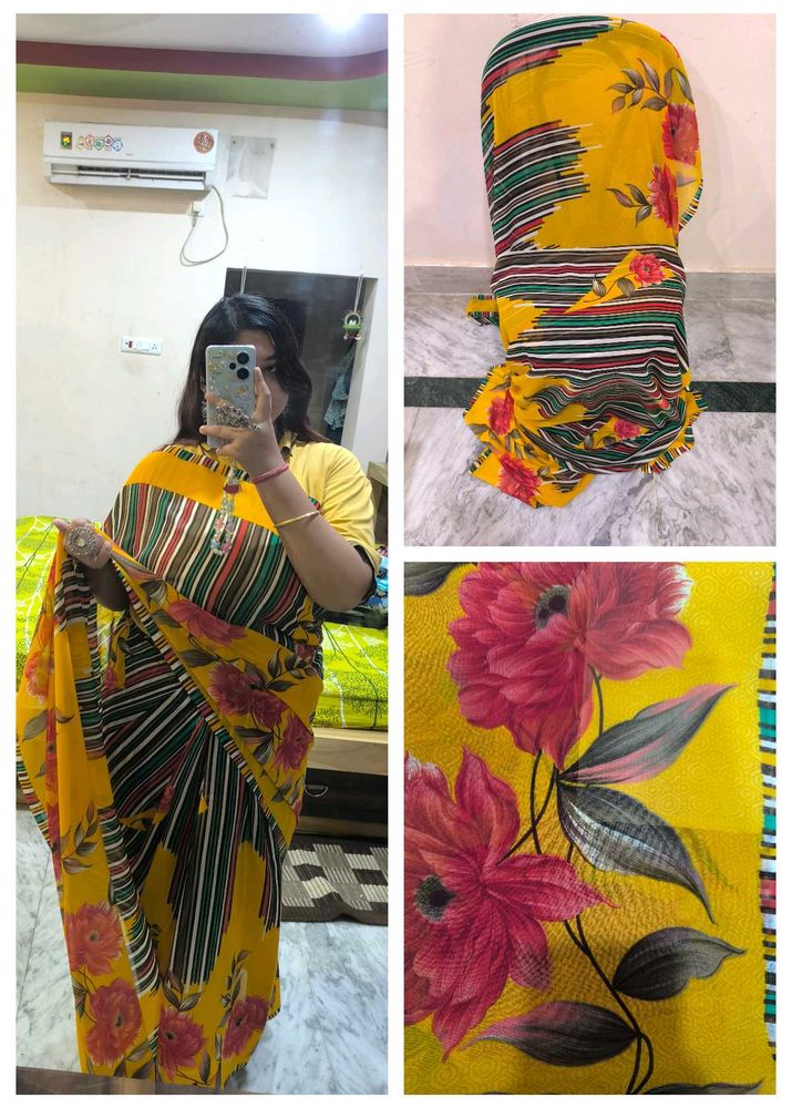 Floral Yellow Saree