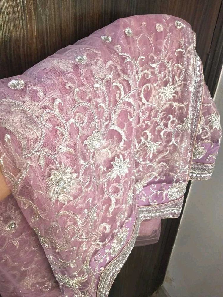 Readymade embroidered net Saree