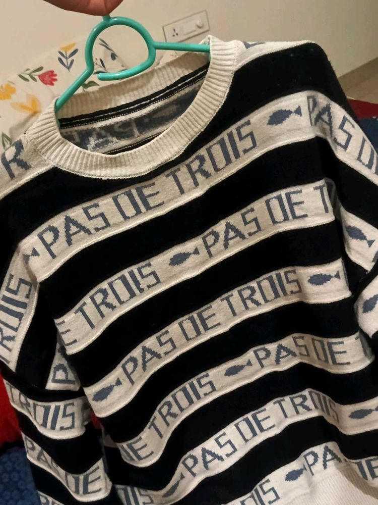 Striped &#34;Pas De Trios&#34; Sweater