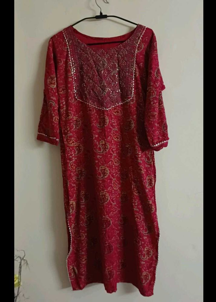 Print Cotton Kurit Pant Set