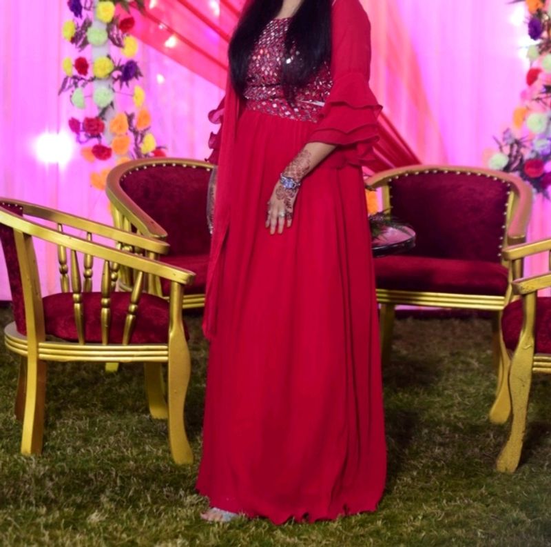 Georgette Leheng With Mirror Kurti Or Rupatta