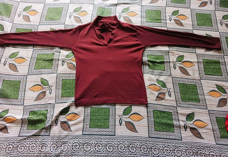 Maroon Mock Neck Top