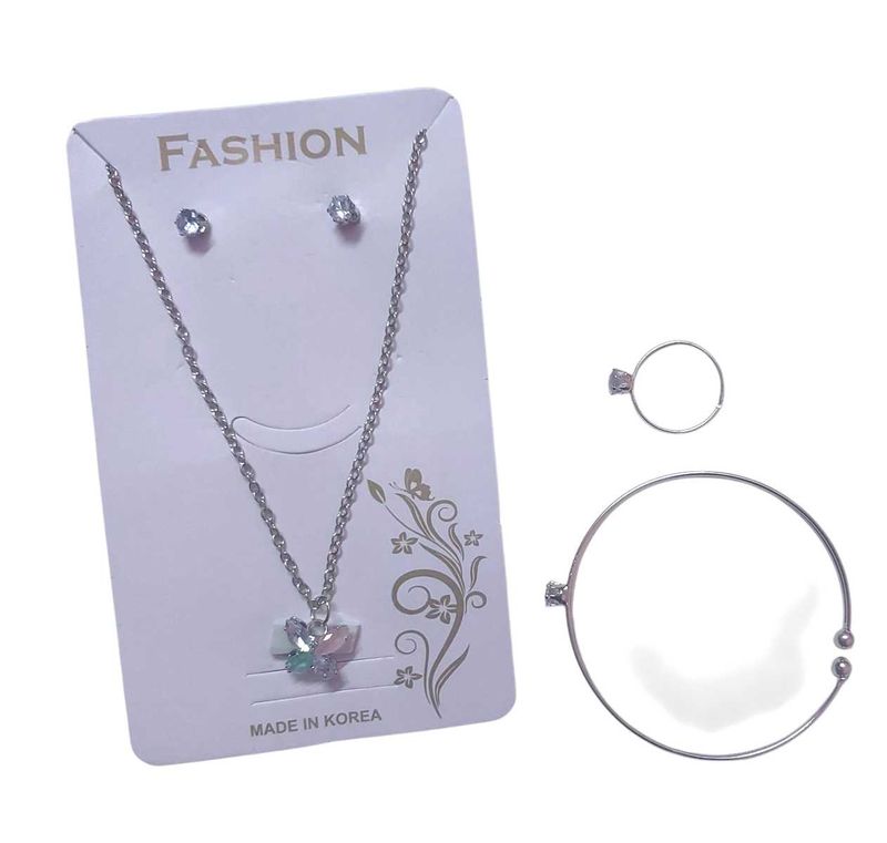Silver Jewelry Set, Necklace,Bracelet,Ring, Earrin