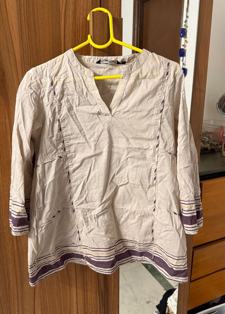 Lifestyle Tan Embroidered Tunic Top