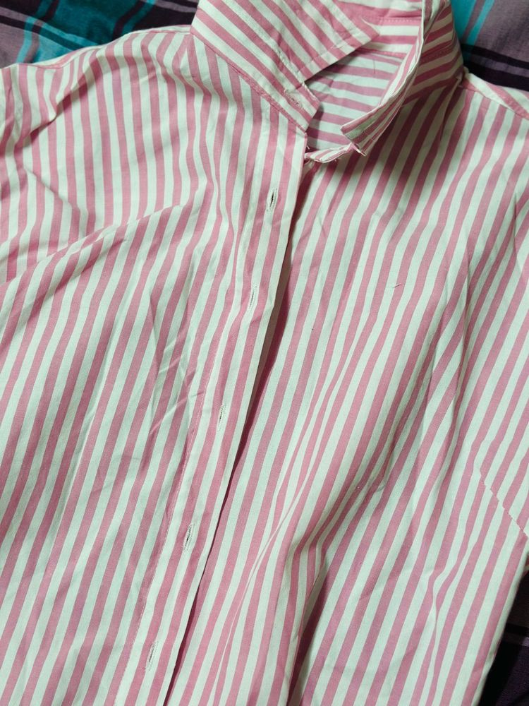Pink &amp; White Striped Button-Down