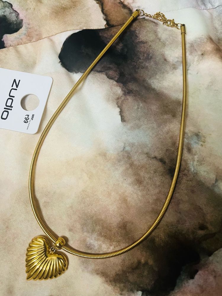 Anti Tarnish Gold Heart Pendant Necklace