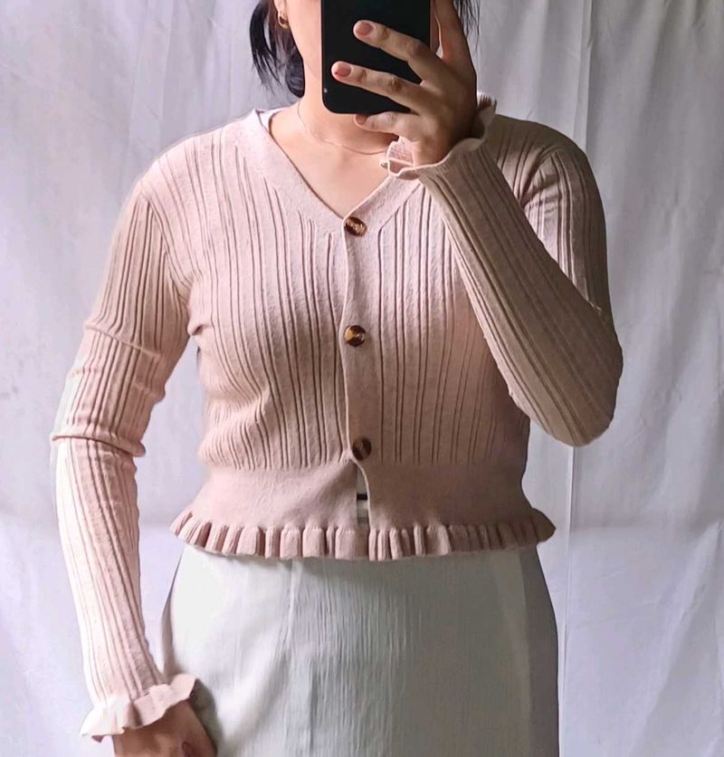Ruffled Cardigan