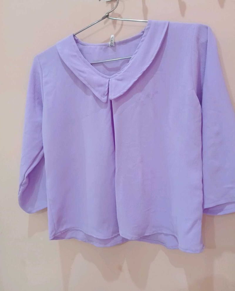 Cute Lavender Peter Pan Collar Top for women