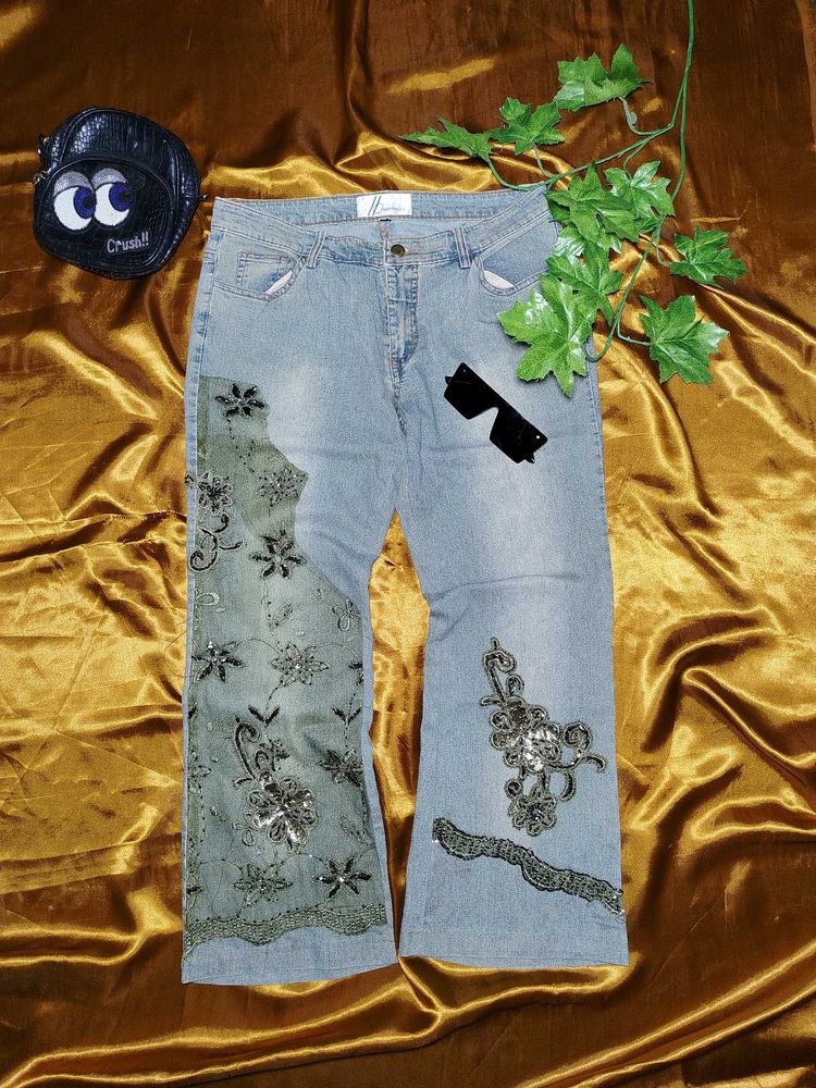 Embroidered Denim Jeans