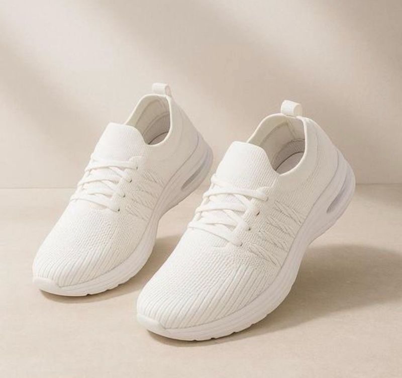 White Knit Sneakers