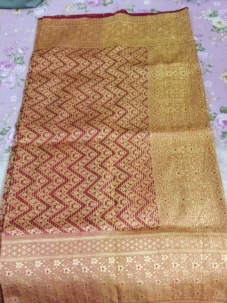 Red And Golden Beautiful Saree
