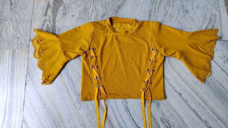 Mustard Bell Sleeve Top
