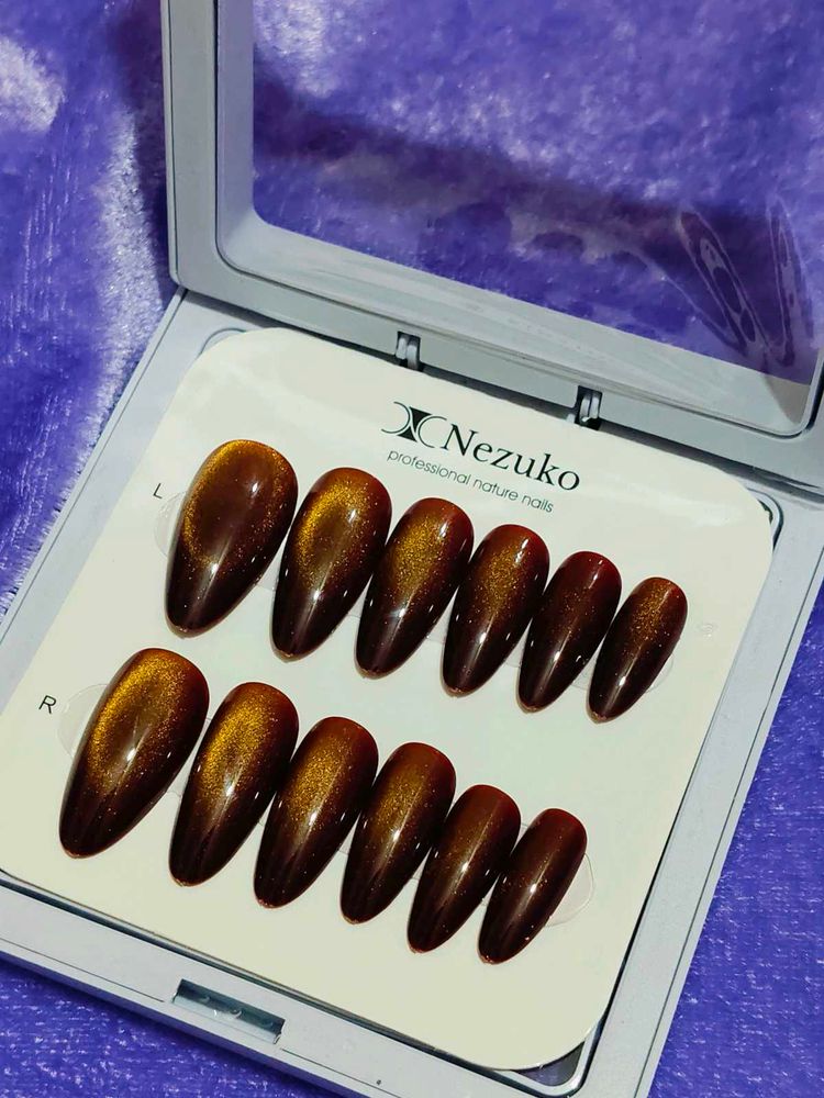 Dual Shade Press-On Nails - Golden Brown