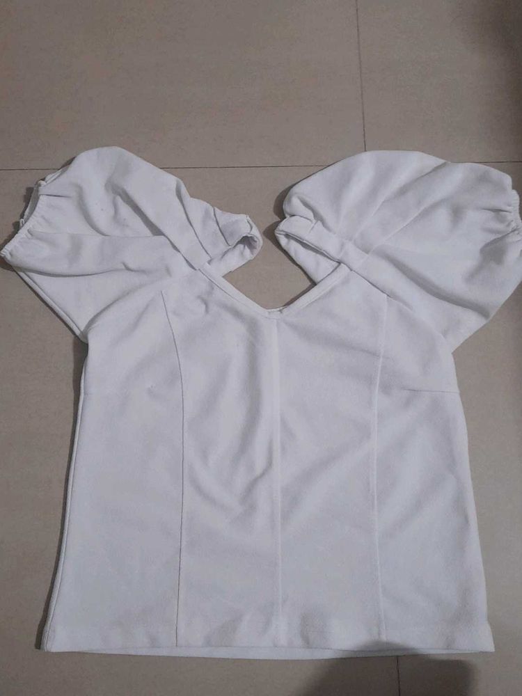 White Puff Sleeve Top