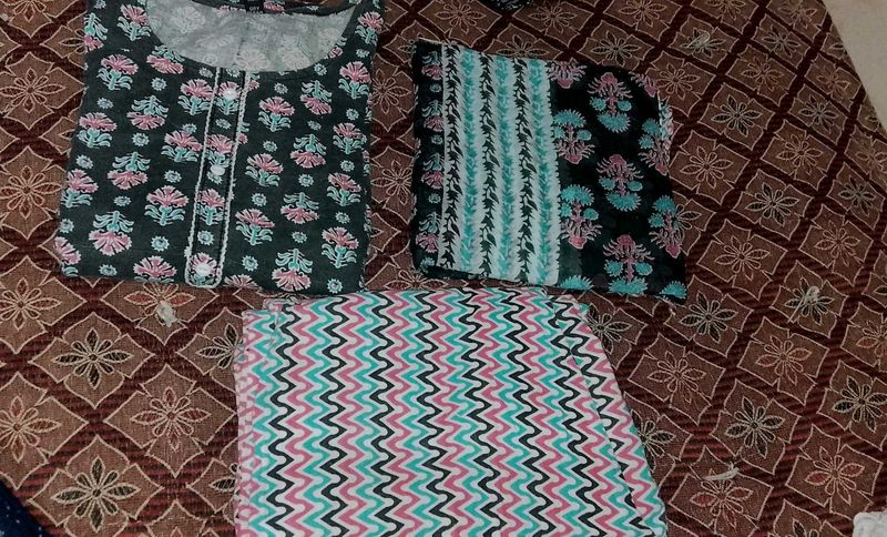 Beautiful Cotton Kurta Dupatta Pent Set