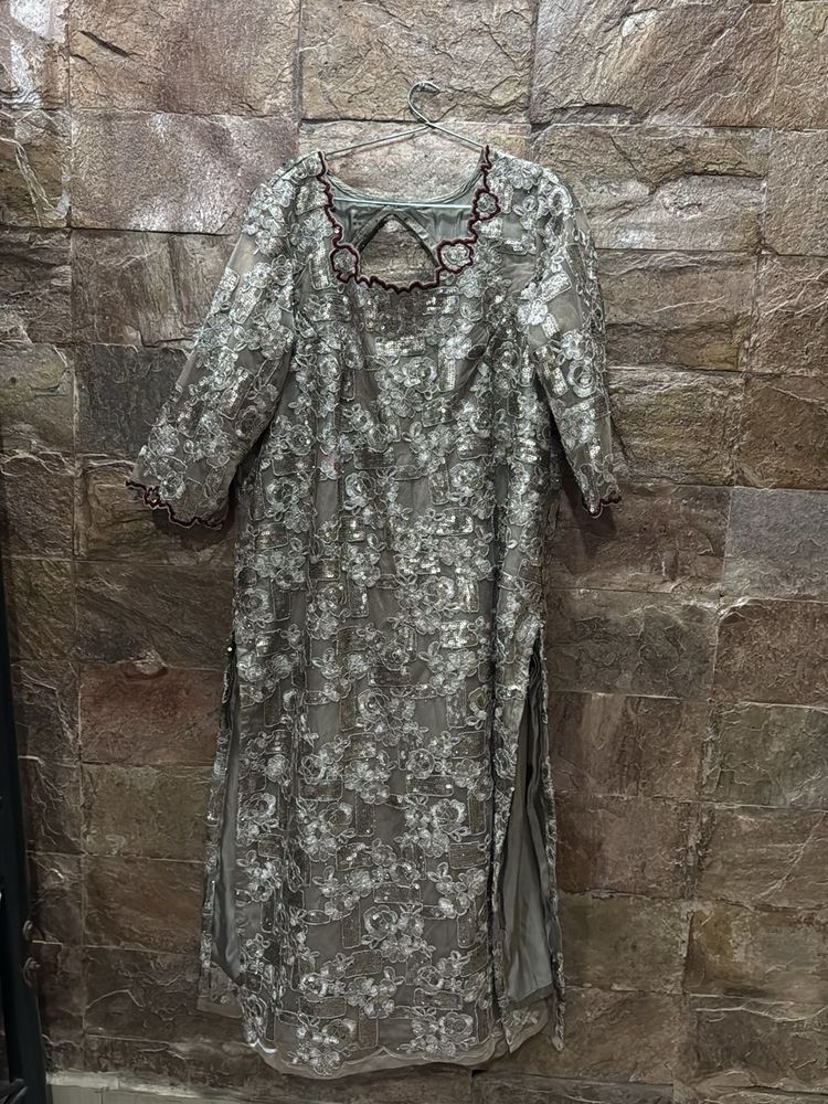Elegant Grey Floral Dress